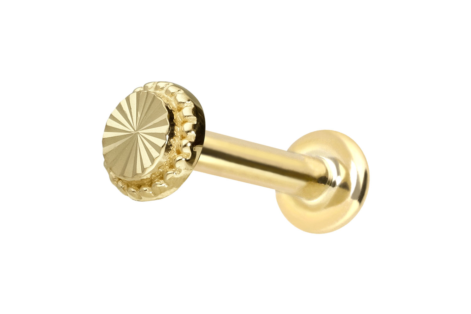 14 Karat Gold Labret Piercing mit Push Fit DISC